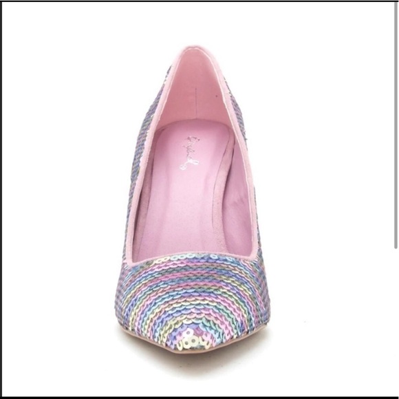 PINK and blue sequin closed toe pumps by Shoe Republic LA various sizes - Picture 3 of 12